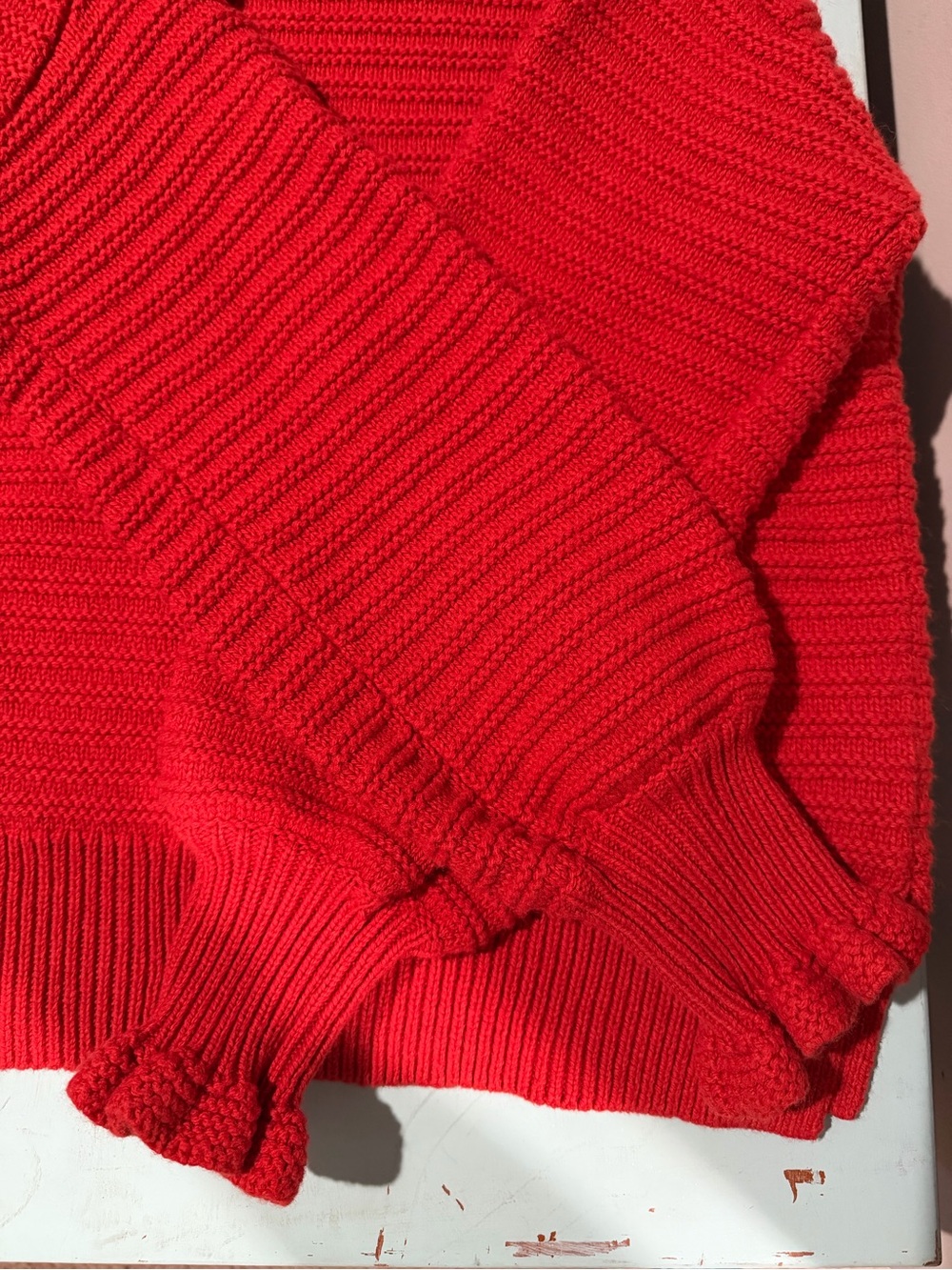Madewell Red Ruffle-Neck Ribbed Sweater - Picture 5 of 5
